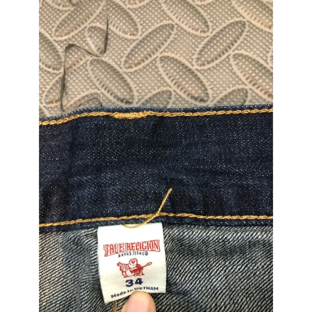 True‎ Religion Straight Jeans Mens 34 Dark Wash Faded Denim World Tour